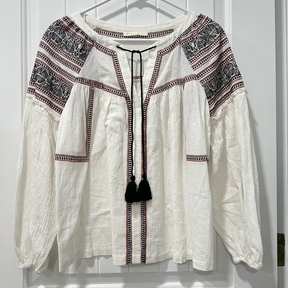 Maje Long Sleeve Bohemian Peasant Blouse